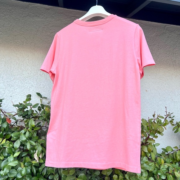 Maison Margiela Shirt Salmon Pink Logo Tee Unisex Size 14Y fits Womens Small NWT - Picture 7 of 8